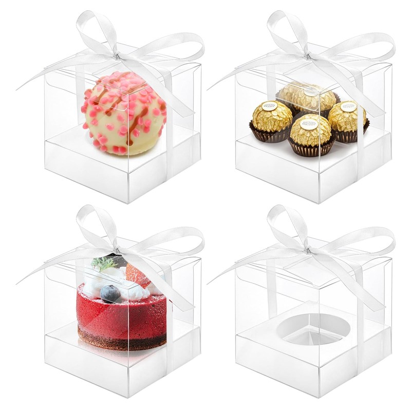 50 Pcs Clear Cupcake Individual, 3.5 Inch Plastic Single Cupcake Container, C... gallery