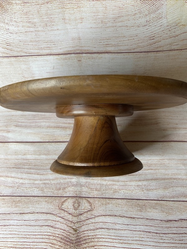 Threshold Arjun Wood Cake Stand Ocean Theme Resin Beach Waves 12" W 4.5" Tall gallery