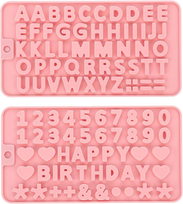 2 pcs Number Chocolate Molds & Letter Silicone Molds,Reusable Alphabet Candy