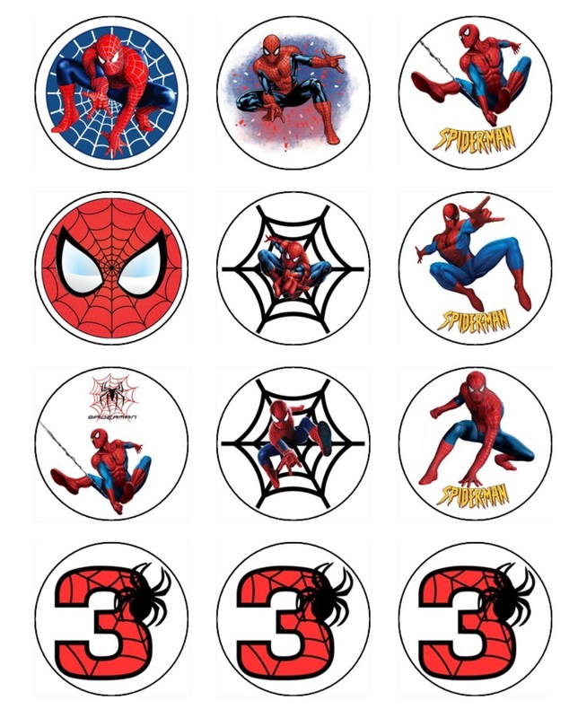 Spiderman Age 1-10 Edible Cupcake Toppers Wafer Superhero Cake Decorations gallery