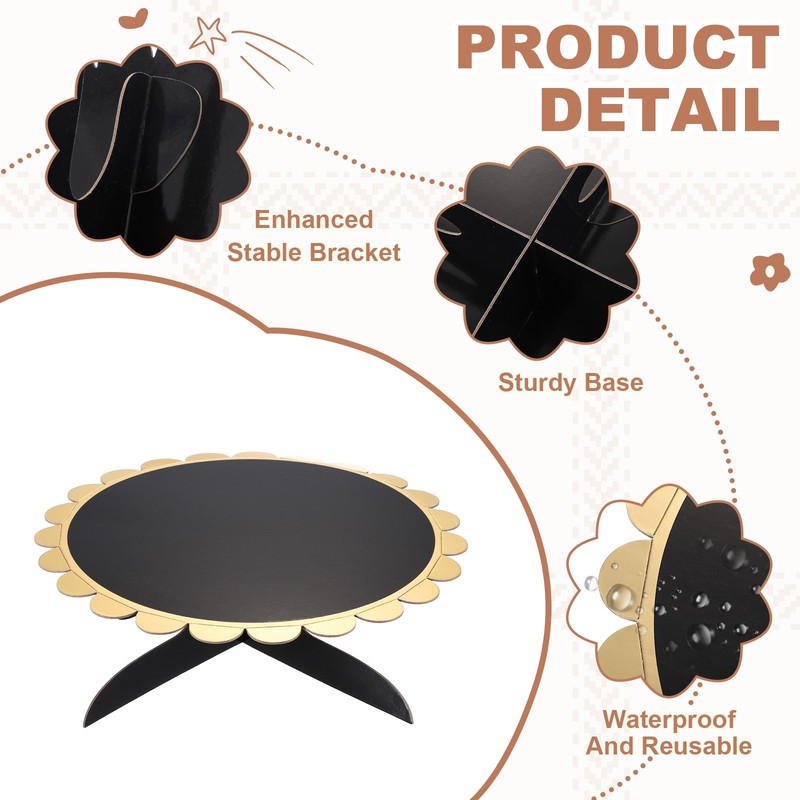 1-Tier Cardboard Cake Stand Holder, 13 Inch Round Cupcake Stand, Black gallery