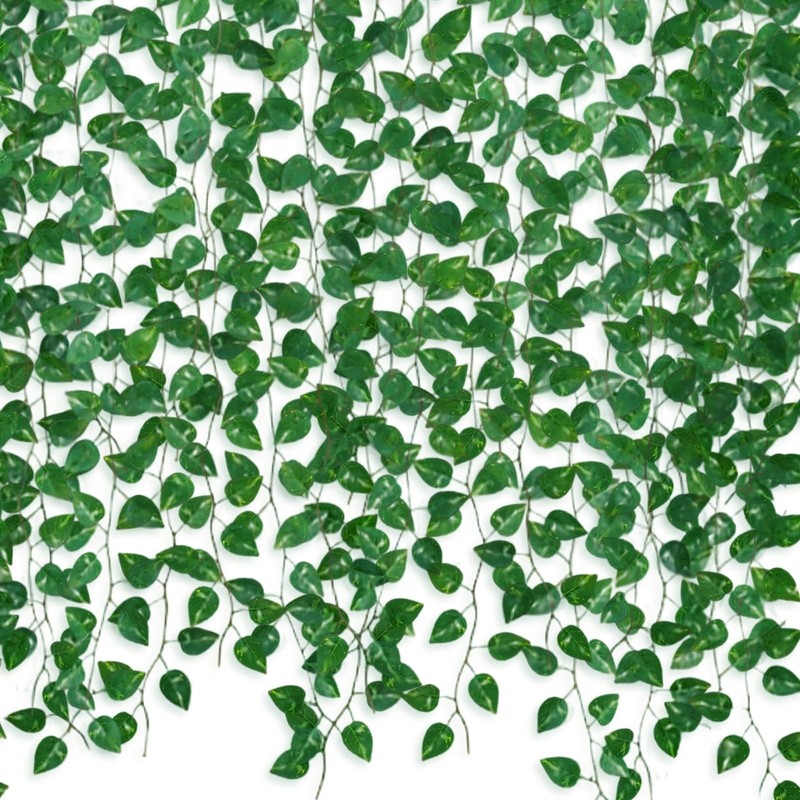 12 Pack 86Ft Fake Plants Artificial Vines for Room Decor, 12Pack 86Ft, Green