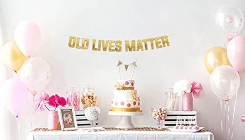Funny Birthday Gold Glitter Banner – Birthday and Retirement Party Supplies gallery