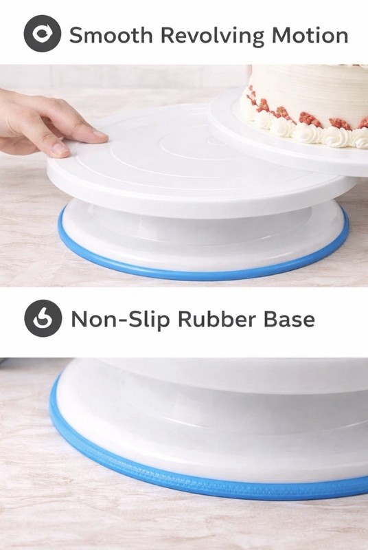 11″ Revolving Plastic Cake Turntable / Stand with Non-Slip Base
