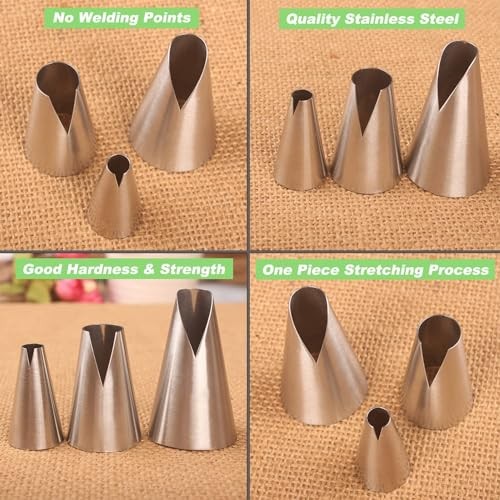 Silver Russian Piping Tips Set, 3 Pcs Cake Decorating Tips V-shaped Wave gallery