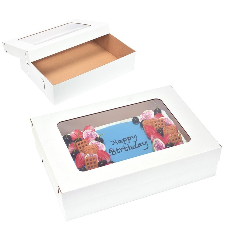 6 Pack 20x14x5 Inches Sheet Cake Box with Window Large Bakery Boxes Corrugate…