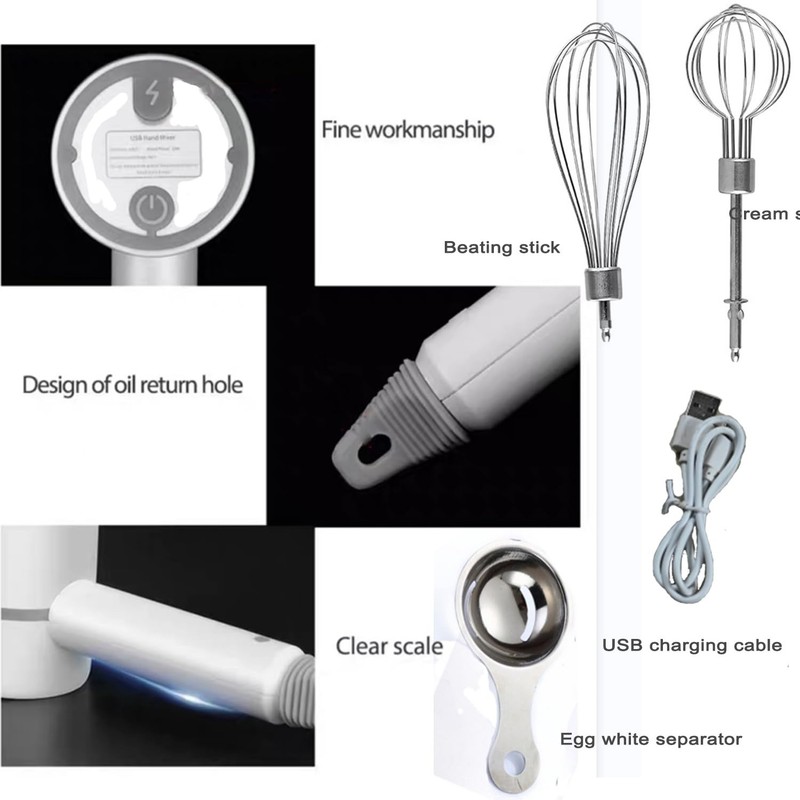 Hand Mixer,3-speed Portable Hand Mixer with Twin Mixer Whips and Egg Separato... gallery