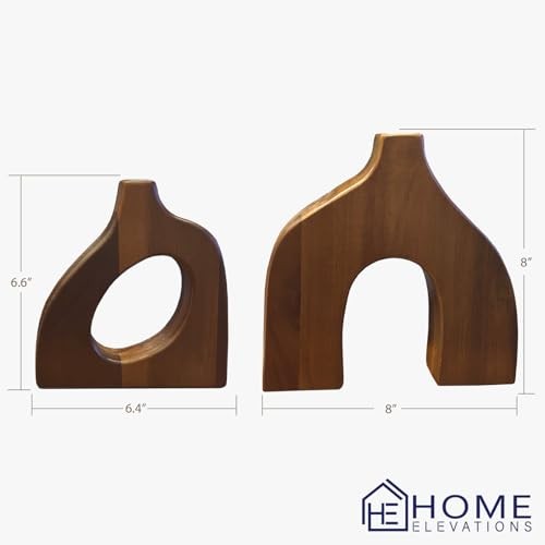 Wooden Vases for Decor Set of 2 - Small Decorative Wood Vase for Faux Flowers gallery