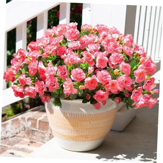 Artificial Faux Outdoor Flowers Plants for Spring Summer Decoration, Dark Pink