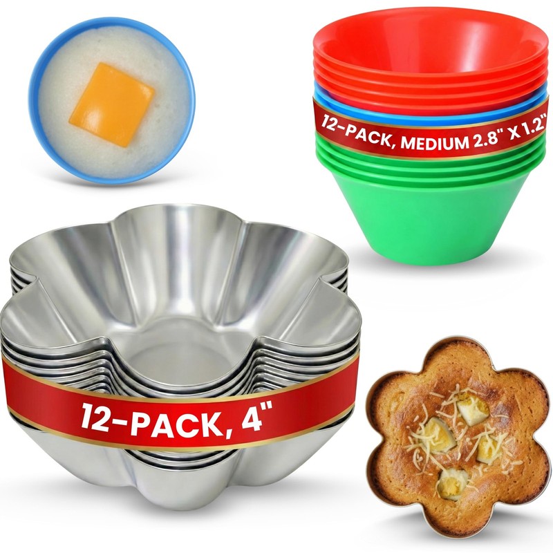 12 PCS Ensaymada Molder Filipino 4 Inch 12 PCS Puto Cups 2.8×1.2 Bibingka