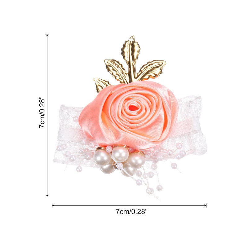 Wrist Corsage Artificial Flower Bracelets Rose Decorative 7x7cm Bright Orange gallery