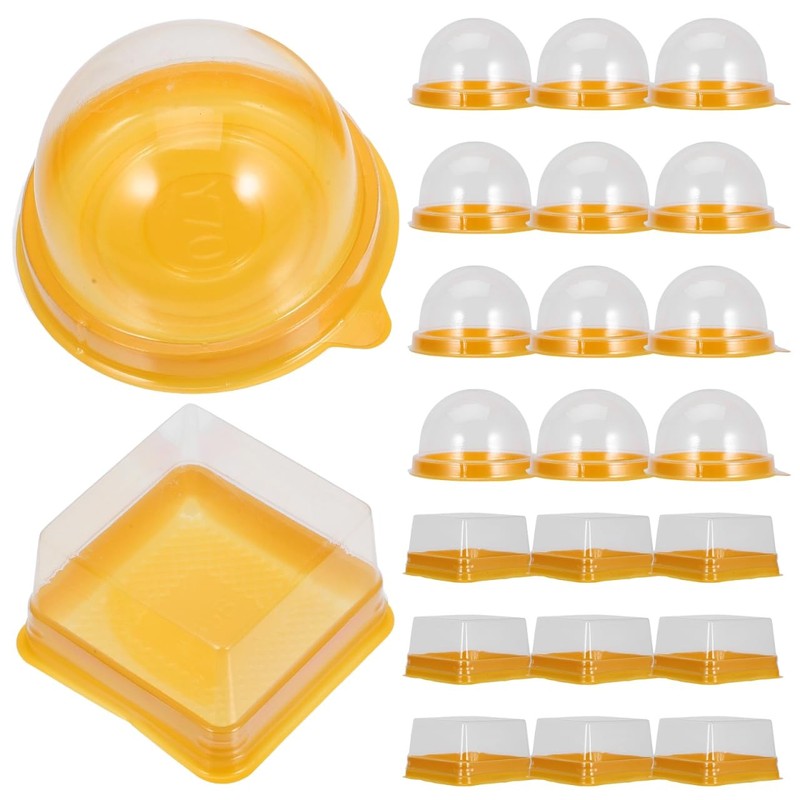 DOITOOL Clear Plastic Mini Cake Box 100 Pack Single Cupcake Container with Cl…