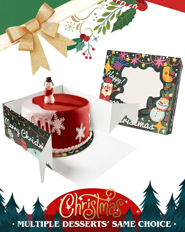 Christmas 12X12X6 Cake Box, 18 Sets Christmas Cake Box with Window ＆ 18 Sets 12" gallery