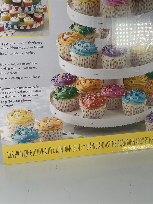 Lot Of 2 Wilton Cupcake Stands-White 12"X10.5" Holds 24 Cupcakes Part W1512127 gallery