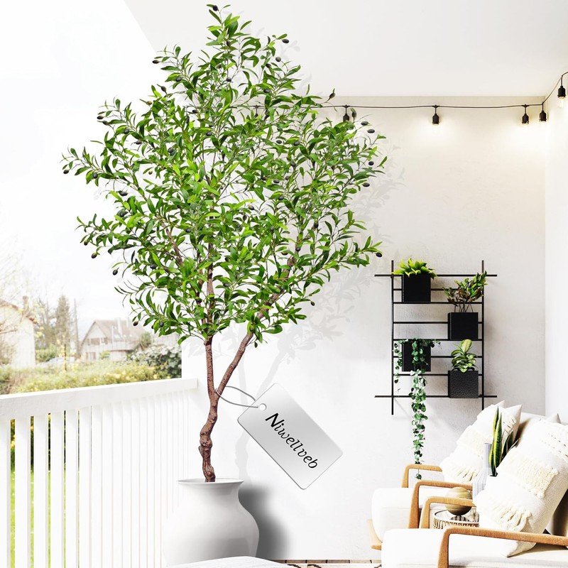 Niweleb Faux Olive Tree Fake Tree Artificial Indoor 7 Feet (84 inches)