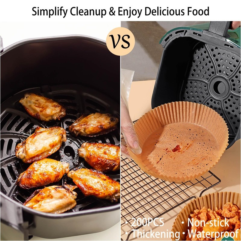 200Pcs 8” Air Fryer Disposable Paper Liner, Round Non-Stick Liners Parchme gallery
