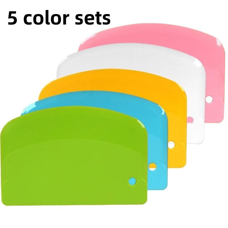 Cake Cream Scraper 5pc Set Dough Cutter Bench Scraper Multi Color Baking Tool