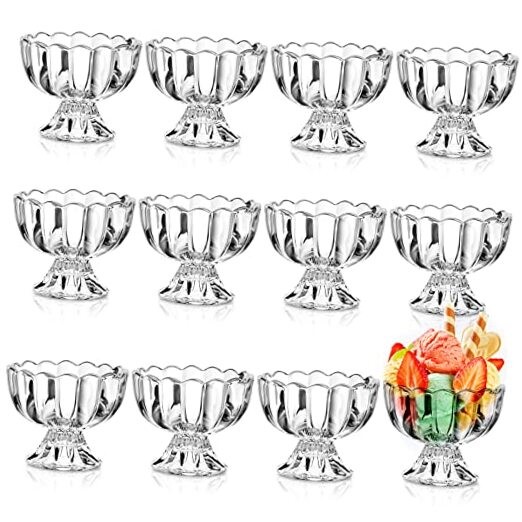 Pieces Small Ice Cream Bowls Set Tulip Clear Glass Bowls 3.4 12 Clear White gallery