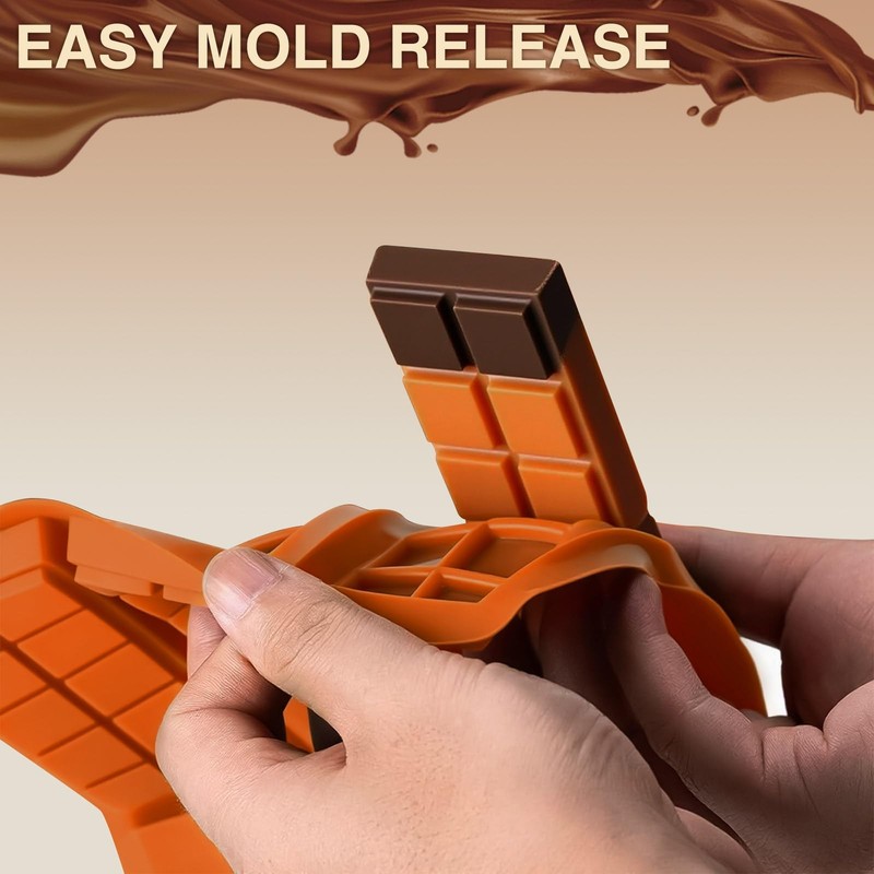 Silicone Chocolate Bar Mold – 6 Large Cavities, 10*6.7*0.59inches, Brown gallery