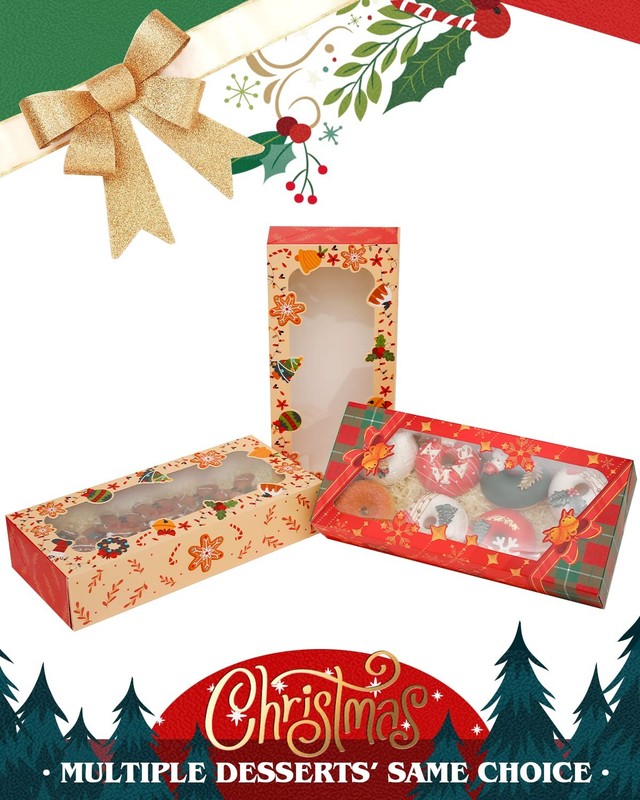 Christmas 12Packs Cookie Box with Window 12x5.5x2.5 Inch Two Uses Pastry Bisc... gallery