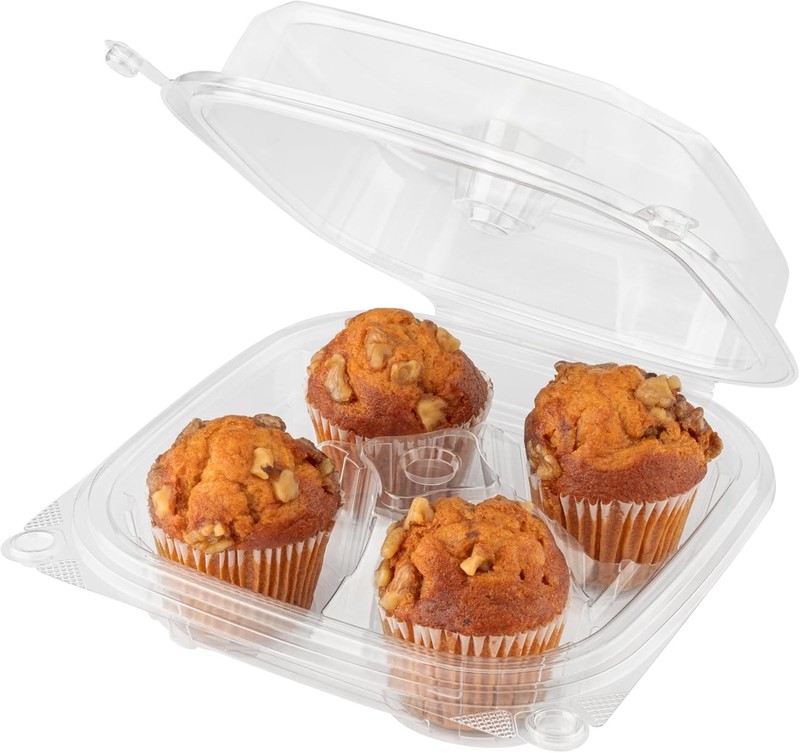 Cupcake Containers 4 Count x 150 Pack Disposable Clamshell Muffin Containers