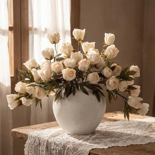 Thiccywoov Pcs Faux Peony Stems Flowers Bulk Vintage Artificial 8 Champagne