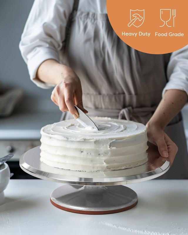Aluminium Alloy Revolving Cake Stand 12 Inch Rotating Cake Turntable for Cake... gallery