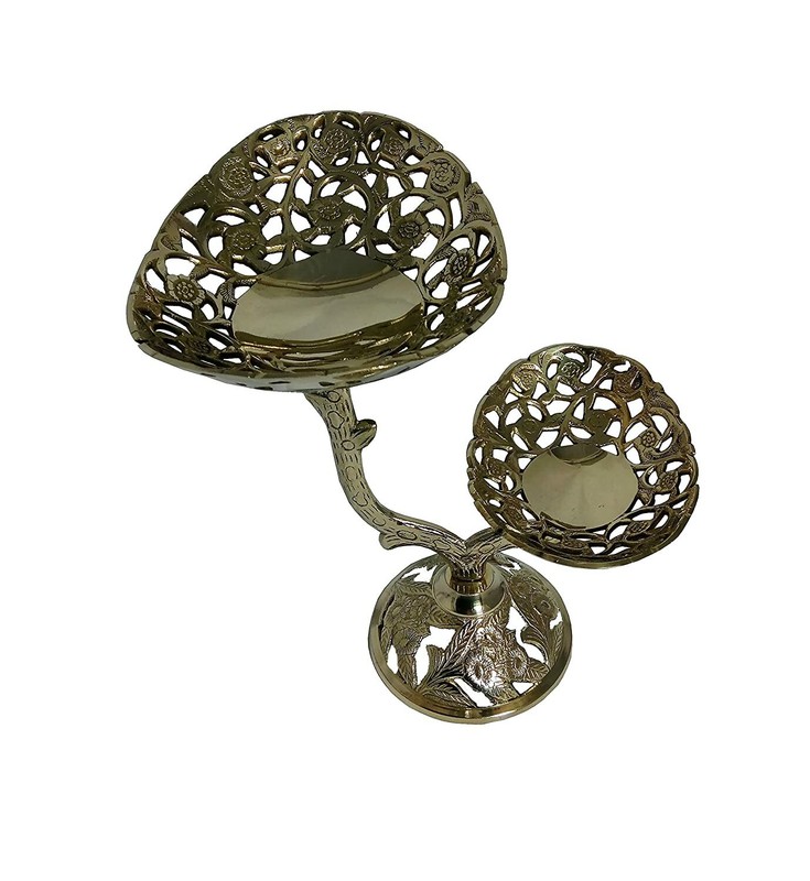 Handcrafted Brass 2 Tier Oval Fruit Cake Serving Stand gallery