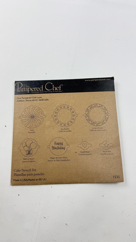 Vintage Pampered Chef Cake Stencil Set 7 Mylar Templates Made In USA Baking