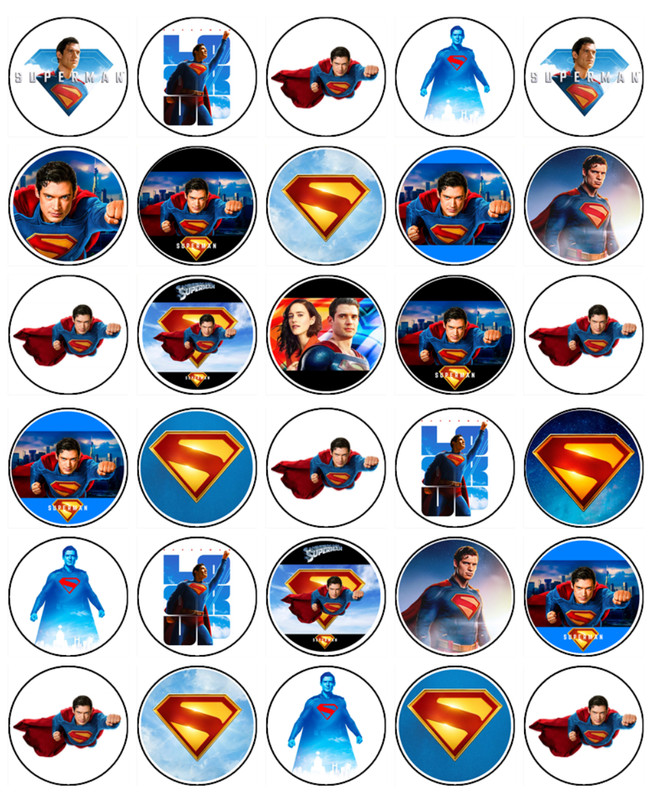 Superman Movie Edible Cupcake Toppers – Superhero Wafer Image Decorations gallery