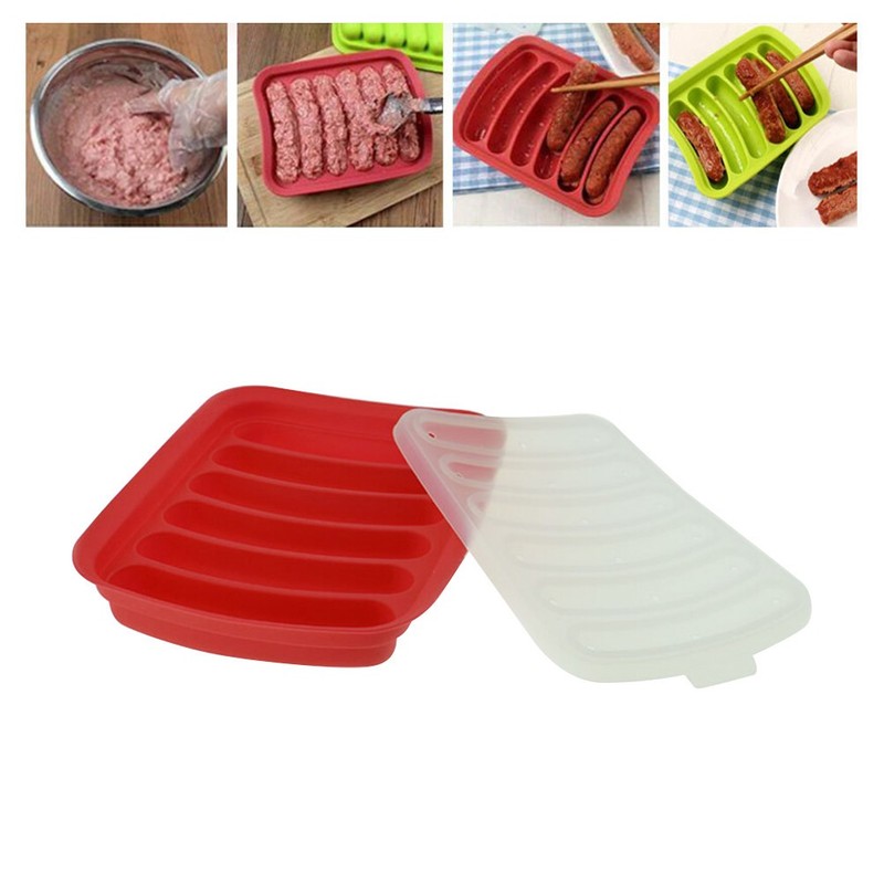 Handmade Sausage Mold Food Grade Silicone Convenient Baking Type Red for Kitchen