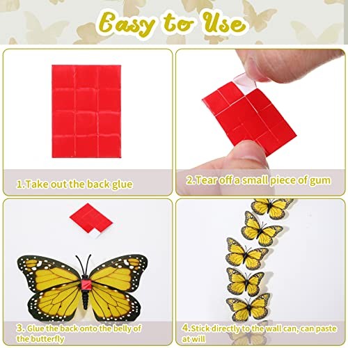 Syhood Pieces Monarch Butterfly Decorations Halloween Butterfly Wall 24 Yellow gallery