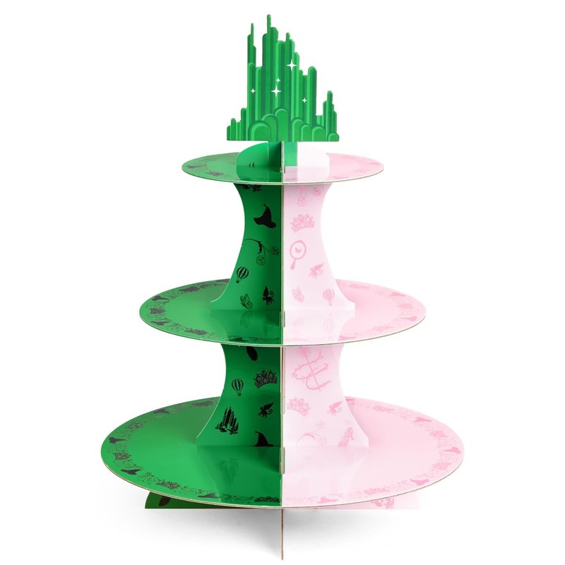 xo, Fetti Pink + Green Witch Cupcake Tower, 3 Tiers | Birthday Display Decora…