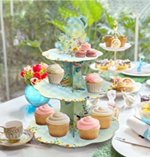 Tea Party Floral Cupcake Stand Alice in Wonderland Easter Spring Flower 🌼 Party gallery