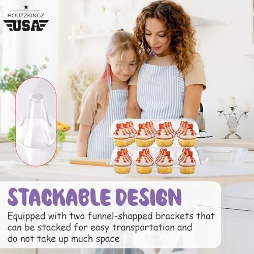 12 Compartment Cupcake Containers - 8 Pack High Dome Disposable Boxes, Stackable gallery