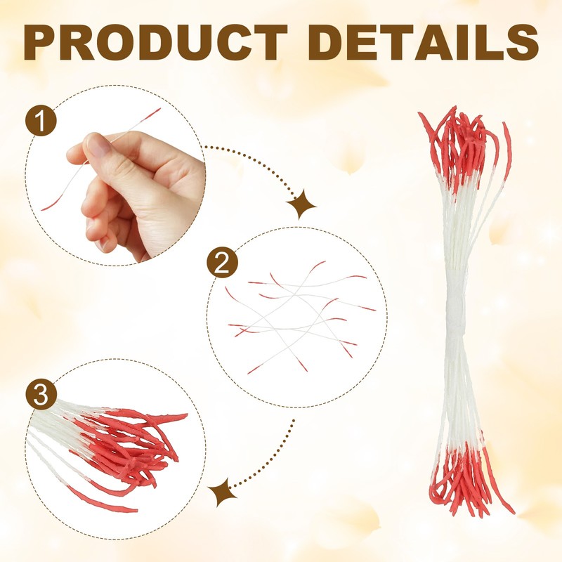 10mm Double Heads Flower Stamen, 100 Pcs Artificial Flower Stamen Pistil, Red gallery