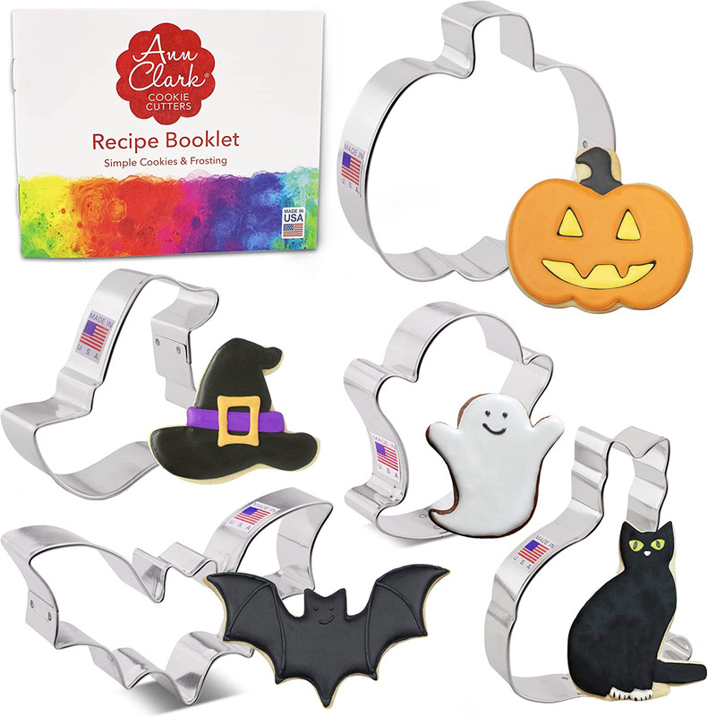 Ann Clark Halloween Cookie Cutters Premium 5-Pc. Set, Made in USA, Bat, Ghost, P