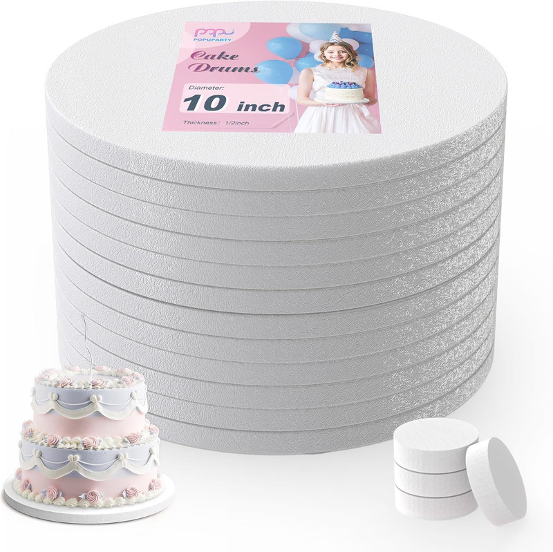 10 Inch Cake Drum,Greaseproof Cake Boards 10 Inch Round,1/2″ Thick White Cake Ba