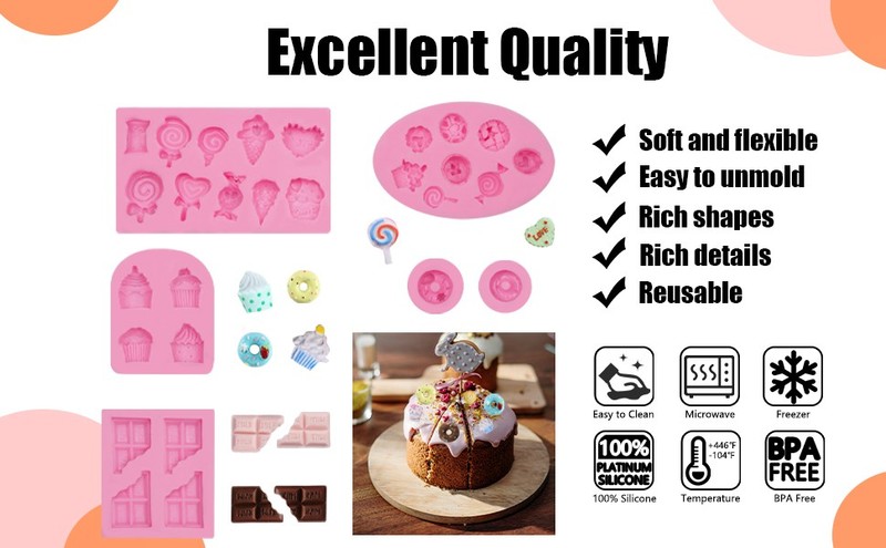 Ice Cream Cones Silicone Molds 6 Pcs, Lollipop Chocolate Fondant Mold for gallery