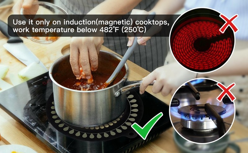 9.5 Inch Thermochromic Silicone Induction Cooktop Protect Mat,2Pcs Induction gallery