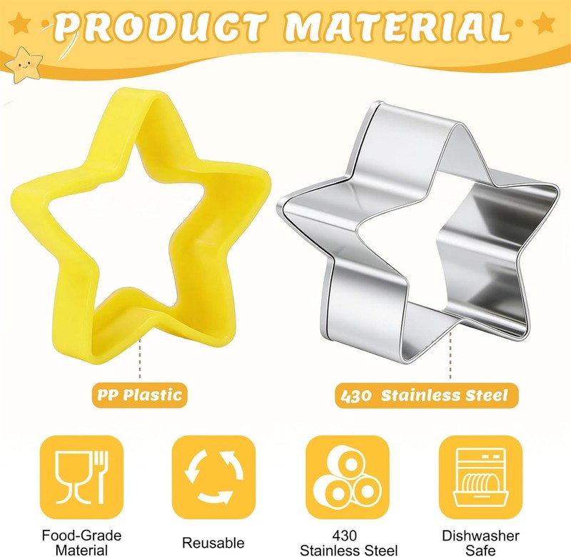 Star Cookie Cutters 5 Pcs Mini Small Large Sizes Stainless Steel Sandwich Cutter gallery