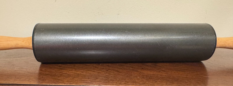 Vintage Black Non-Stick Rolling Pin Wood Handles 17.5" Retro Pastry Roller gallery