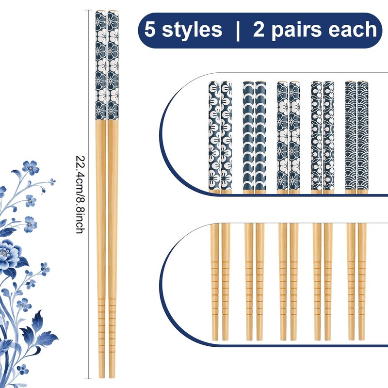 Chopstick & Dish Set, 10 Pairs 8.8 Inch Natural Chopsticks and 12 Pcs 3.2 Inc... gallery