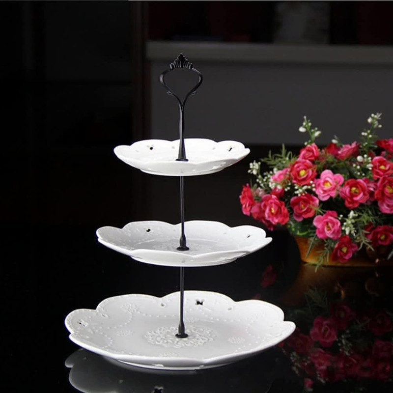 WHZAZGW 4 Sets of 3 Tier Cake Plate Stand Handle, Metal Fruit Cake Cupcake Plate gallery