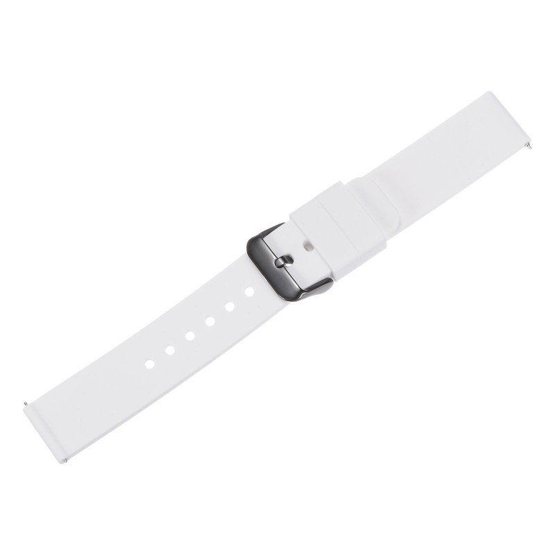 24mm Silicone Watch Band with Black Buckle and Quick Release White gallery
