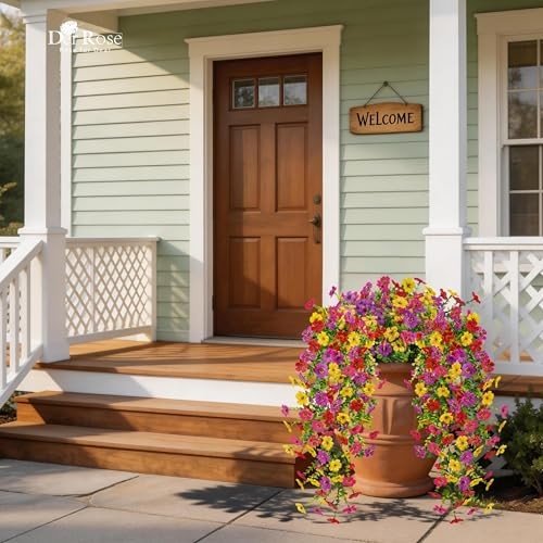 UV Resistant Artificial Hanging Flowers for Outdoors, 2Pcs Silk Fake Dasiy gallery