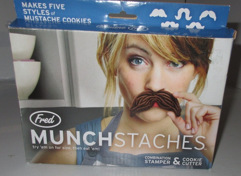 FRED BRAND MUNCHSTACHES 5 MOUSTACHE SHAPED COMBINATION COOKIE CUTTERS & STAMPER gallery