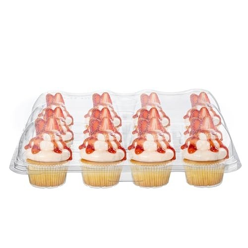 12 Compartment Cupcake Containers - 8 Pack Disposable High Dome Holder, Stackabl gallery