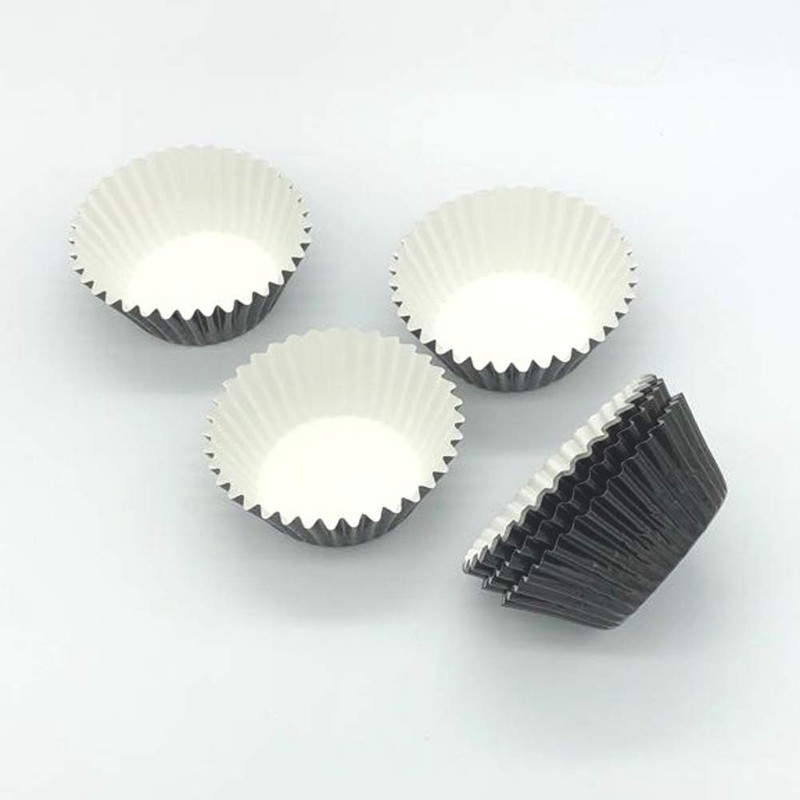 120 PCS Foil Cupcake Liners Black Paper Lined Standard Baking Cups Party gallery