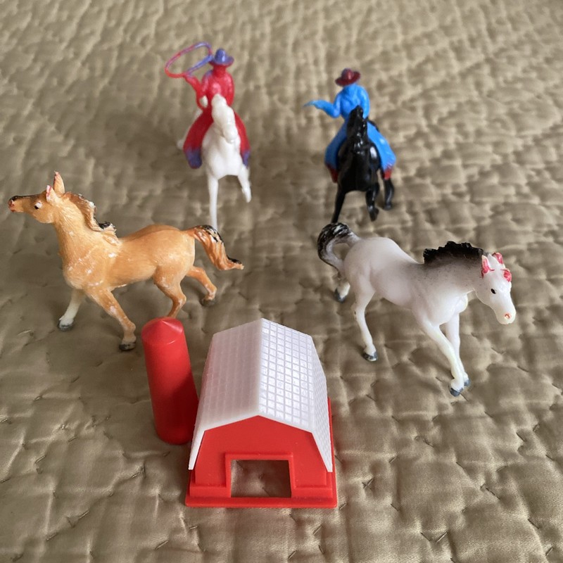 Vintage Western Round Up Miniature 2-3 Inch Cowboy Cake Decor-13 Total Pieces gallery